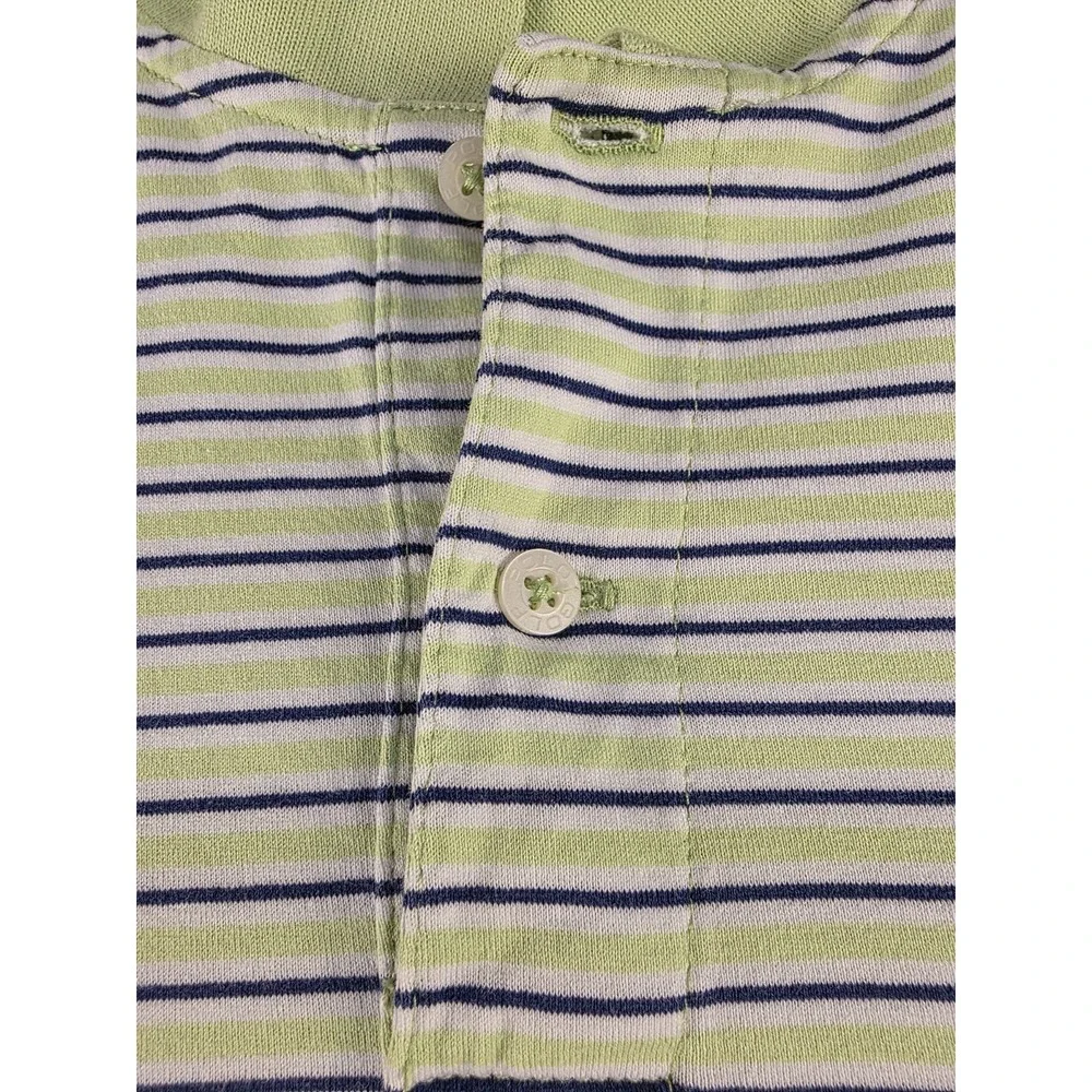 Ralph Lauren Polo Golf Shirt Mens L ProFit Green Blue‎ Striped 100% Pima Cotton